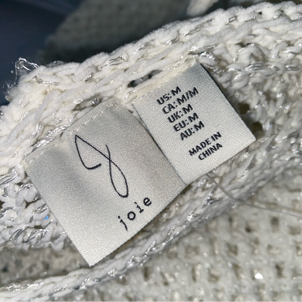 Joie Open Knit Crochet Hooded Sparkle Sweater in size M Ivory - Picture 13 of 15
